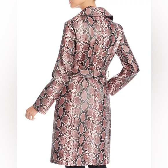 Aqua Snakeskin Print Pink & Black Faux-Leather Trench Coat - Size Large - Picture 7 of 10